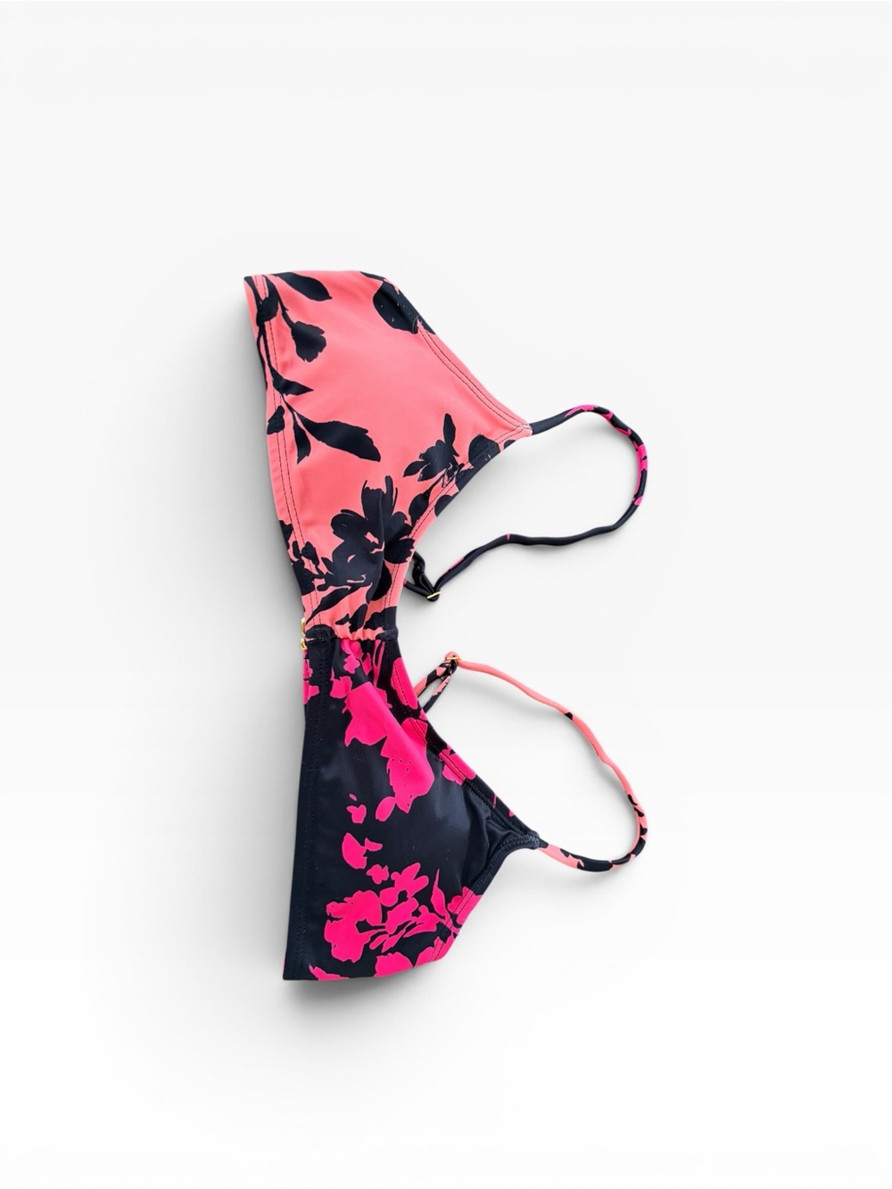 NWT Floral Bikini top XS Pink Black Adjustable Triangle Swim 🌺✨